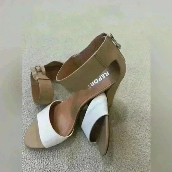 Report Madysan Nude and white sandal block heels - Picture 4 of 8